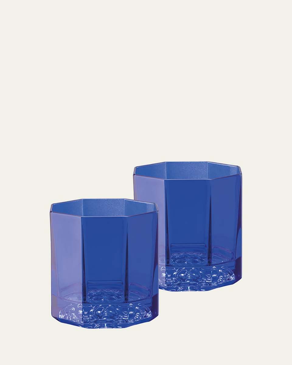 Medusa Lumiere Blue Whiskey Double Old Fashioned Glasses, Set of 2